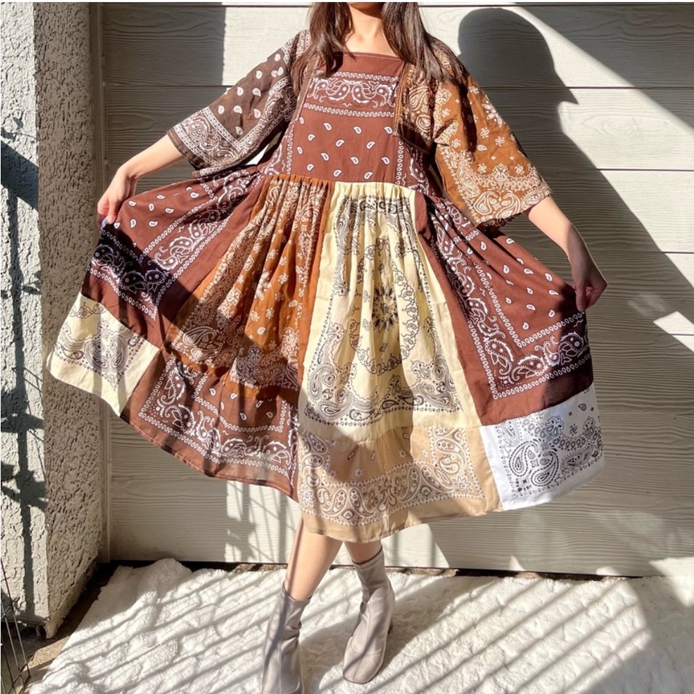 Handmade Earthy Bandana Dress